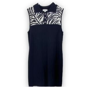 Vintage‎ St. John Sport Santana Knit Zebra Print Sleeveless Sheath Dress Large